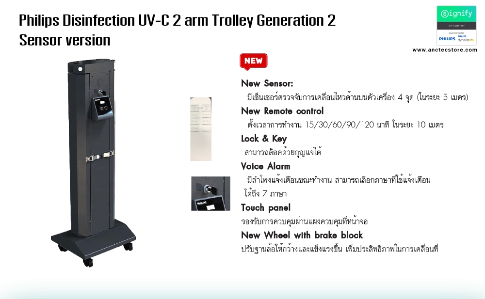 Philips UV-C Trolley โคมไฟยับยั้งเชื้อโรค แบบแขนคู่